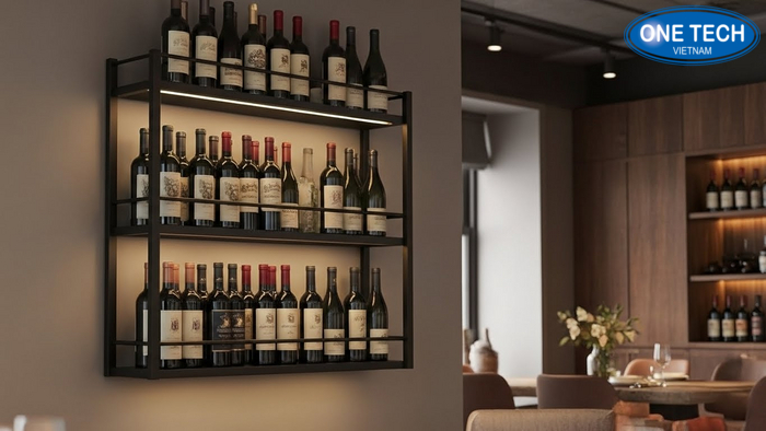 Mau ke treo tuong trung bay ruou Mau ke treo tuong trung bay ruou tiet kiem dien tich