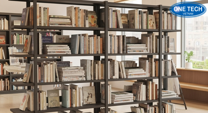 Bộ sưu tập kiểu kệ trưng bày sách báo 2 mặt siêu mỏng đa tầng treo tường