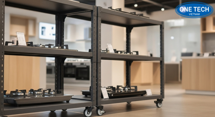 Kệ bếp gas di động Kệ bếp gas di động có bánh xe khóa, phù hợp đổi bố cục trưng bày