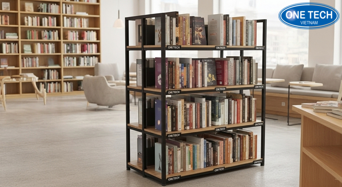Kệ đa tầng tăng sức chứa, phù hợp trưng bày nhiều đầu sách