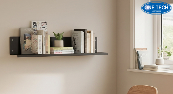 Kệ trưng bày sách siêu mỏng áp tường phù hợp không gian nhỏ