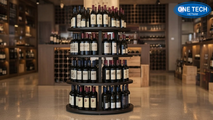 Ke tron trung bay ruou trung tam Ke tron 4 den 6 tang lam diem nhan trung tam cua hang ruou