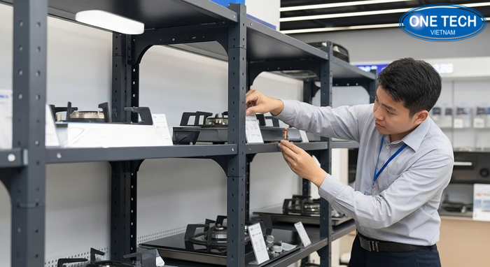 Bảo trì kệ trưng bày bếp gas Kiểm tra ốc vít và mối nối để đảm bảo kệ trưng bày bếp gas luôn chắc chắn