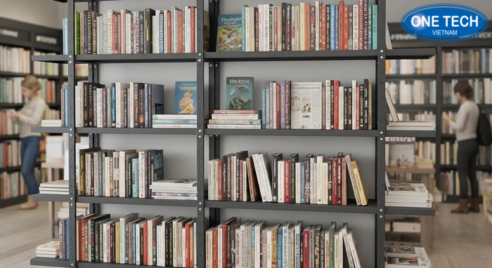 Mẫu kệ module linh hoạt dễ ghép dãy phù hợp nhà sách và siêu thị