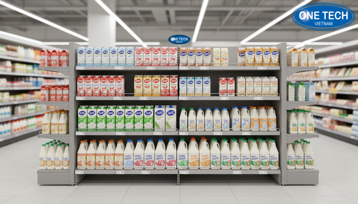 Mẫu kệ module trưng bày sữa Mẫu kệ module lắp ghép linh hoạt cho khu sữa