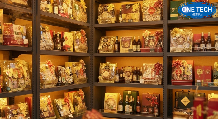 Mẫu kệ V lỗ trưng bày quà biếu phù hợp cửa hàng