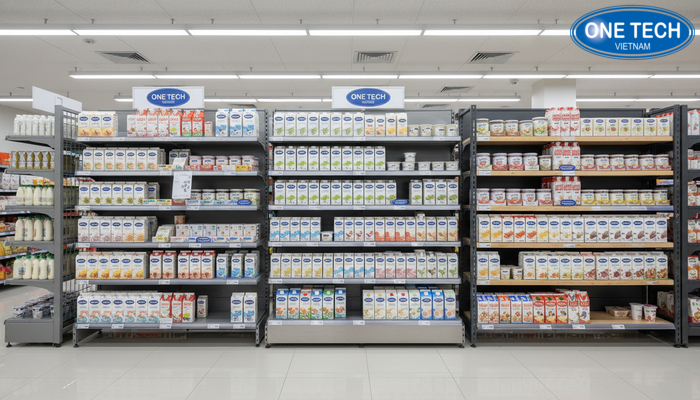 So sánh chất liệu kệ trưng bày sữa So sánh chất liệu kệ sắt sơn tĩnh điện inox gỗ công nghiệp cho trưng bày sữa