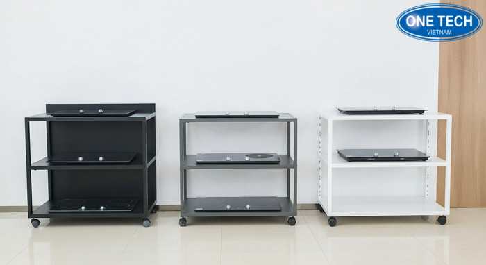So sánh kệ bếp từ đơn giản, kệ sang trọng và kệ di động kèm chú thích công năng
