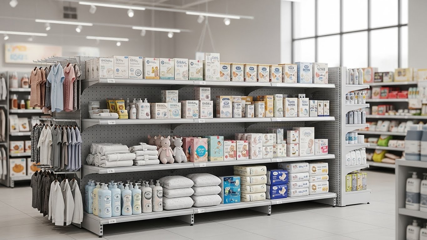 Tiêu chí chọn kệ trưng bày đồ sơ sinh chất lượng Chi tiết kỹ thuật kệ trưng bày chất lượng cao của OneTech