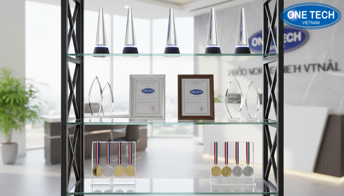 Khu vực trưng bày bằng khen trong trung tâm đào tạo và cửa hàng Khu vực trưng bày bằng khen và huy chương trong trung tâm đào tạo hoặc cửa hàng