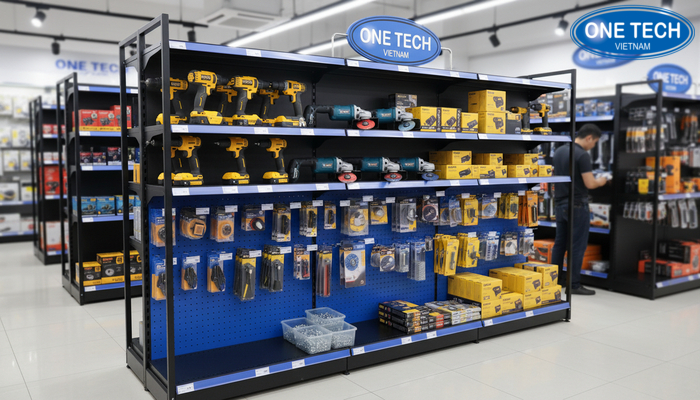 Kệ đa năng trưng bày dụng cụ cầm tay Kệ đa năng trưng bày máy khoan và dụng cụ điện cầm tay