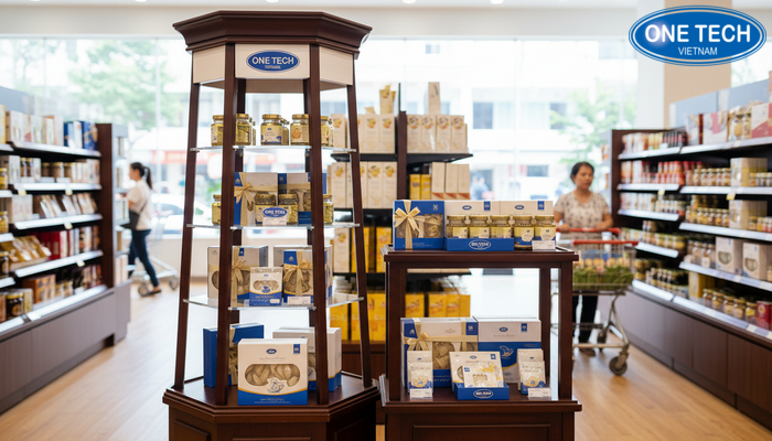 Kệ khuyến mại yến sào Kệ khuyến mại trưng bày yến sào giúp tăng tương tác và thúc đẩy quyết định mua