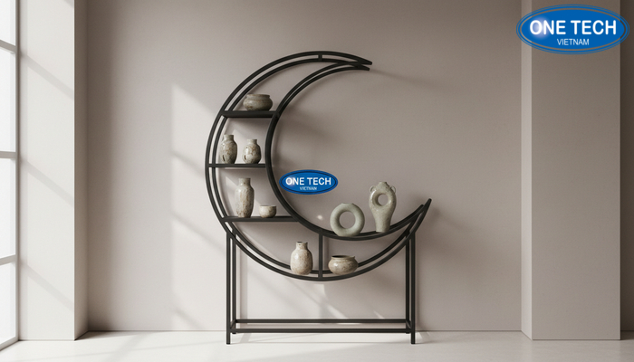 Mẫu kệ trăng khuyết tạo điểm nhấn khi trưng bày bình gốm nghệ thuật