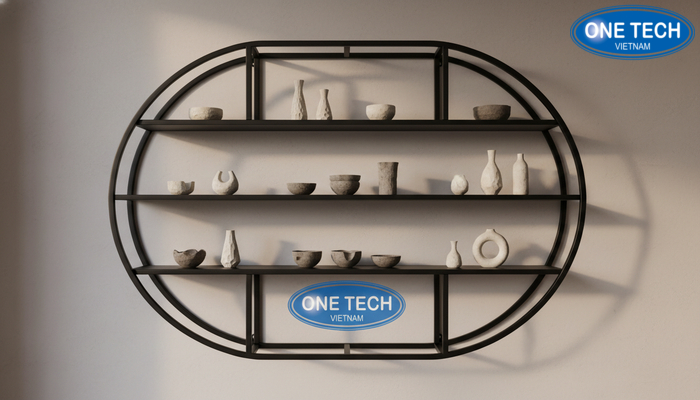 Kệ treo tường phù hợp trưng bày gốm sứ nhỏ, tối ưu diện tích