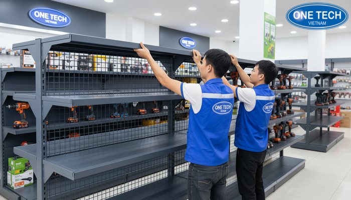 Lắp đặt kệ trưng bày máy khoan Đà Nẵng Lắp đặt kệ trưng bày máy khoan tại cửa hàng ở Đà Nẵng