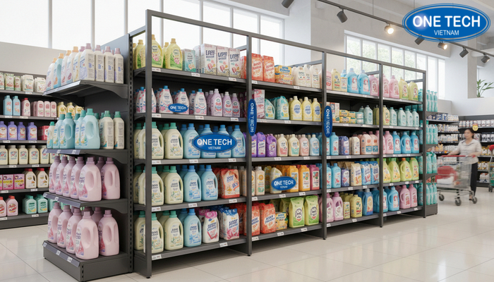Mẫu kệ theo từng nhu cầu trưng bày nước giặt Mẫu kệ trưng bày nước giặt cho cửa hàng nhỏ và đại lý lớn