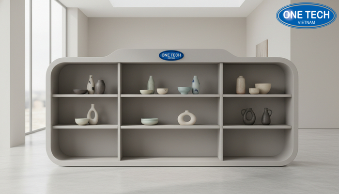 Mẫu kệ nhựa composite phù hợp trưng bày đồ gốm sứ nhẹ