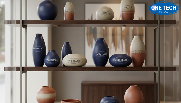 Mẫu kệ phối gỗ và kính cân bằng giữa thẩm mỹ và bảo vệ sản phẩm