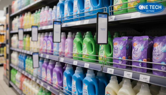 Phụ kiện cho kệ trưng bày nước giặt Phụ kiện thông minh cho kệ trưng bày siêu thị như nẹp giá và khung bảng
