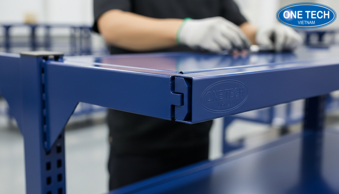 Quy trình sản xuất kệ trưng bày laptop tại xưởng