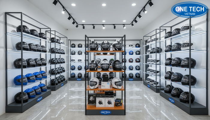 Khu trung bay san pham ke tai showroom OneTech Group