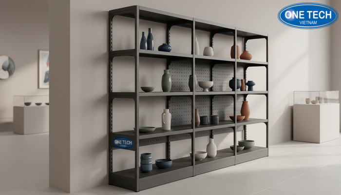 Sơ đồ gợi ý kích thước cơ bản giúp trưng bày gốm sứ cân đối và dễ quan sát