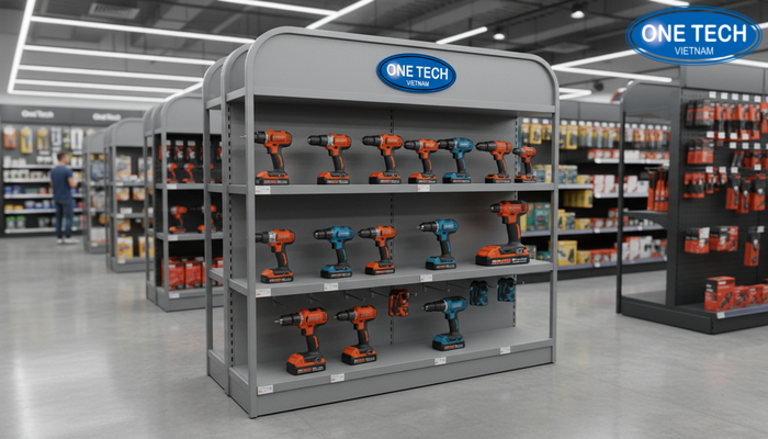 Sơn tĩnh điện kệ trưng bày máy khoan Bề mặt sơn tĩnh điện mịn và đều trên kệ trưng bày