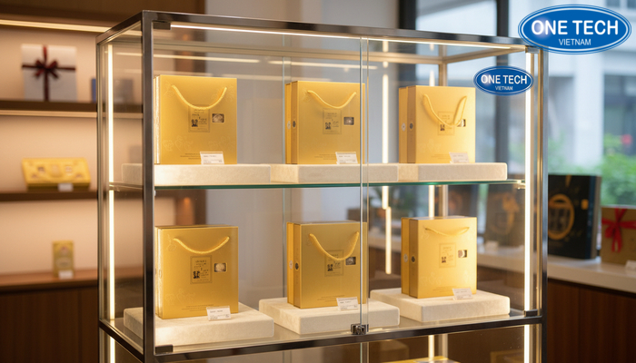 Tủ kính trưng bày yến sào Tủ kính trưng bày yến sào sang trọng, hạn chế bụi và tăng tính cao cấp