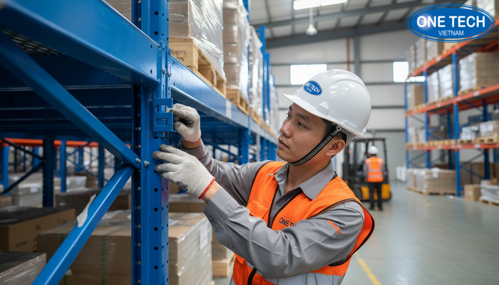 Bảo trì kiểm tra bulong và các điểm liên kết trên kệ sàn Mezzanine