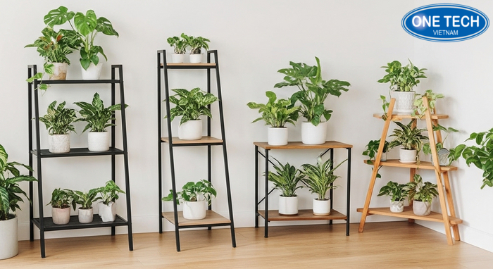 Bộ sưu tập kệ trưng bày cây cảnh đa dạng chất liệu và kiểu dáng