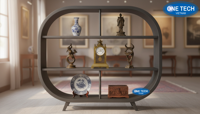 Mẫu kệ trưng bày đồ cổ 09 Mẫu kệ trưng bày đồ cổ 09, gợi ý ứng dụng và kích thước