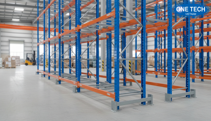 Cau tao ke double deep gom khung cot beam thanh giang va phu kien