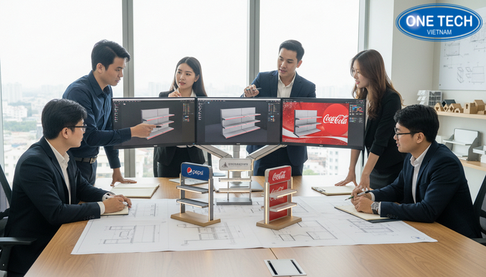 Tư vấn thiết kế kệ quảng cáo Pepsi, Coca OneTech Đội ngũ tư vấn thiết kế kệ quảng cáo tại OneTech