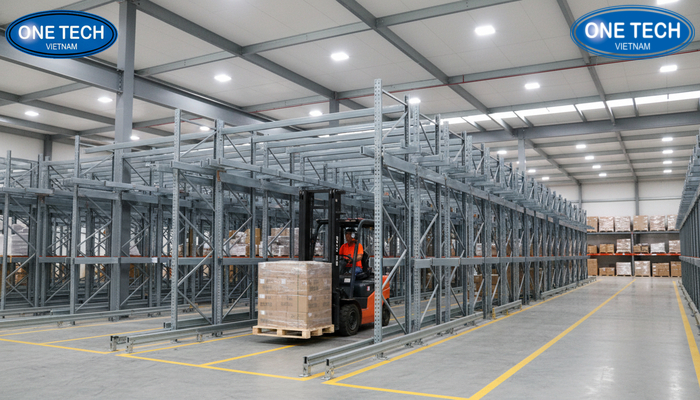 Anh cong trinh ke drive in OneTech thi cong tai kho khach hang