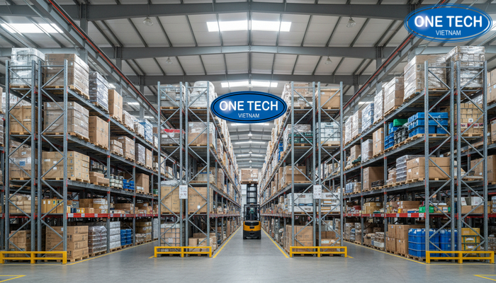 Hệ thống kệ pallet do OneTech triển khai tại kho miền Trung