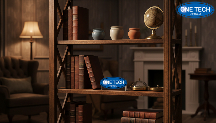 Kệ gỗ giả cổ vintage trưng bày đồ cổ Kệ trưng bày đồ cổ gỗ giả cổ phong cách vintage