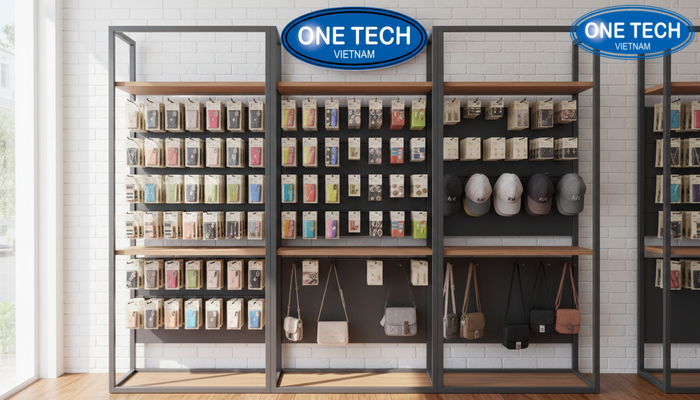 Kệ móc treo phụ kiện trưng bày gọn và dễ chọn Tổng quan kệ móc treo phụ kiện trong cửa hàng