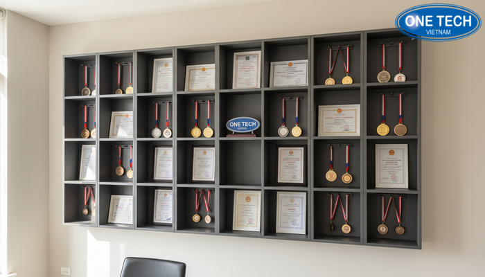 Kệ treo tường tối giản trưng bày huy chương Kệ treo tường tối giản trưng bày huy chương và bằng khen