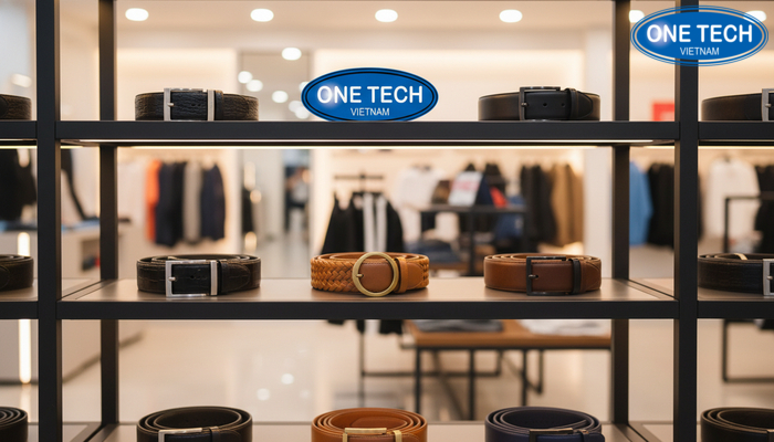 Kệ trưng bày thắt lưng tích hợp LED giúp làm nổi bật sản phẩm