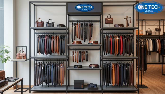 Kệ trưng bày thắt lưng treo móc tùy chỉnh giúp tăng công suất trưng bày