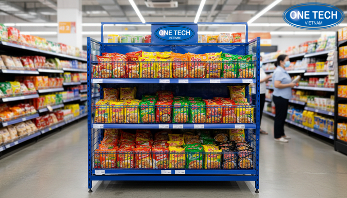 Chi tiết kết cấu kệ rổ mì thép sơn tĩnh điện chống gỉ