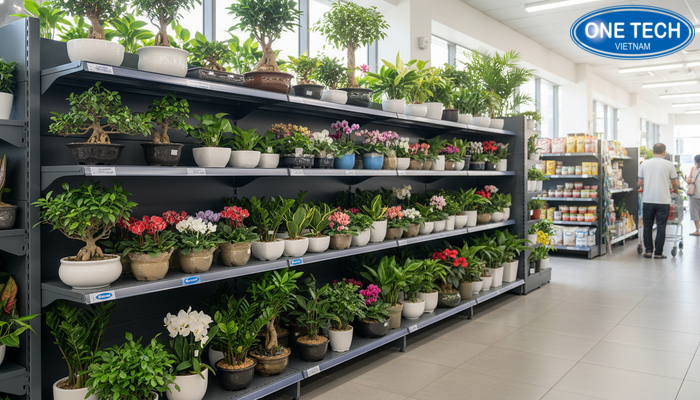 Kho hàng Kệ siêu thị Đà Nẵng với nhiều mẫu kệ trưng bày cây cảnh