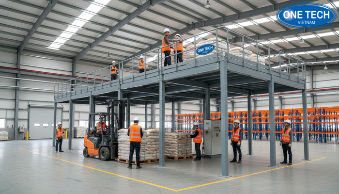 Kiểm tra an toàn và thử tải kệ sàn Mezzanine trước khi bàn giao