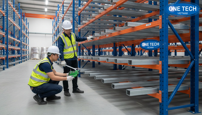 Kiểm tra và căn chỉnh ray kệ Push Back trước khi bàn giao