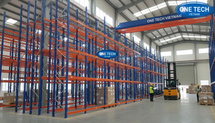 Hinh anh lap dat ke double deep thuc te tai kho khach hang OneTech