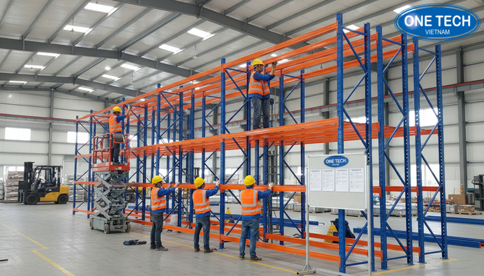 Hinh anh lap dat ke drive in tai kho khach hang tai Da Nang