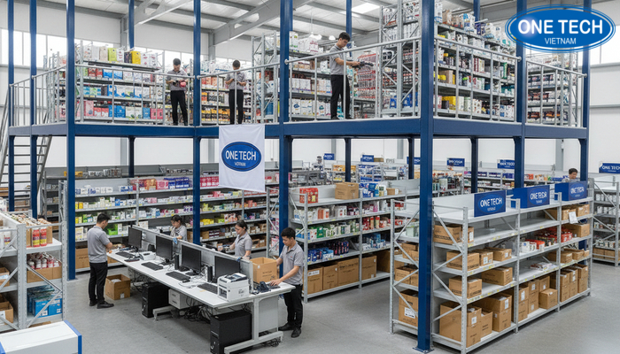 Kệ sàn Mezzanine làm khu picking và đóng gói cho kho bán lẻ