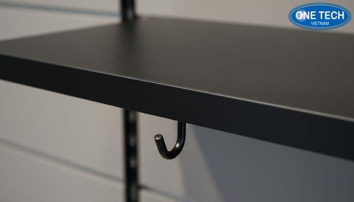 Kệ móc treo phụ kiện thép sơn tĩnh điện Minh họa lớp sơn tĩnh điện chống gỉ trên kệ