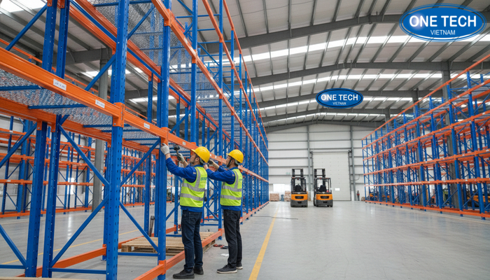Đội ngũ kỹ thuật OneTech Đội ngũ kỹ thuật thi công lắp đặt kệ selective tại Đà Nẵng