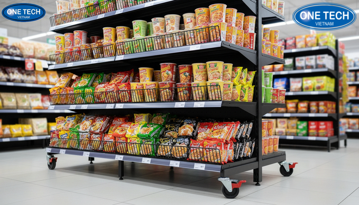 Phụ kiện bánh xe giúp kệ rổ mì di chuyển linh hoạt và có khóa cố định